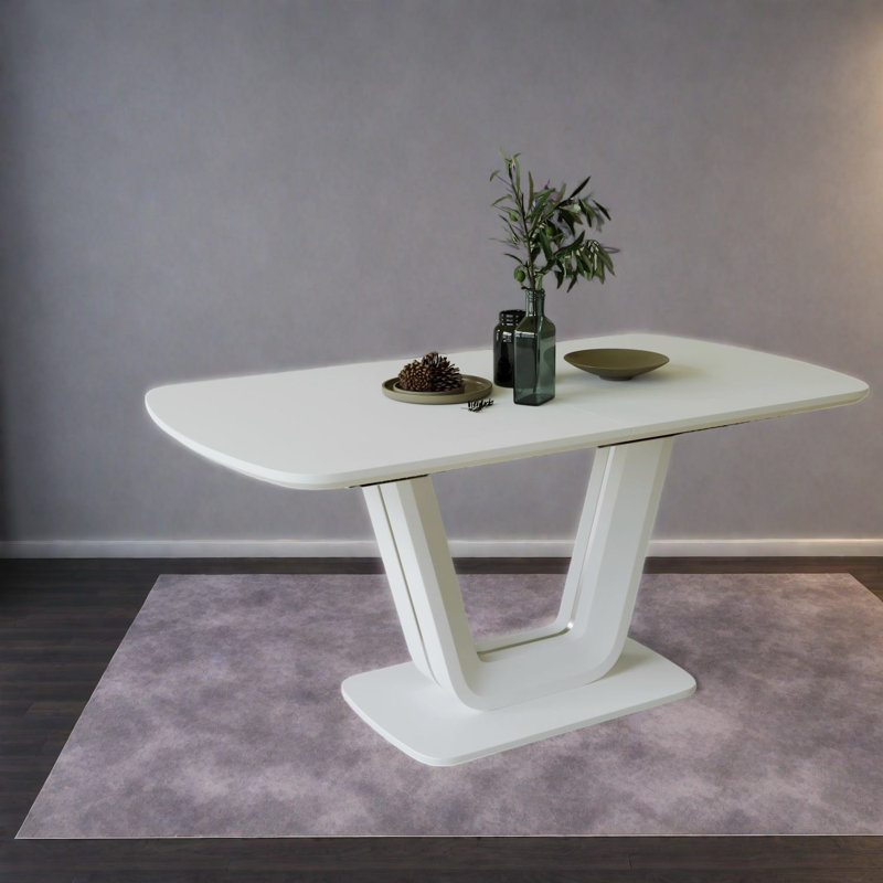 Table de salle à manger extensible moderne avec panneau de fibres à densité moyenne antique et pieds en forme de U pour la maison et le bureau