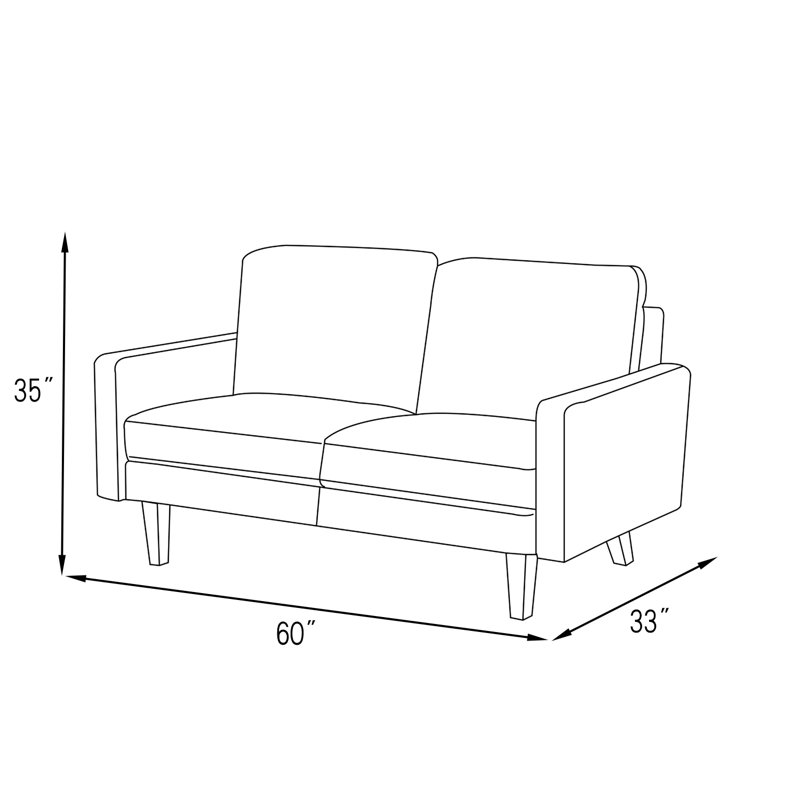 Square Arm Loveseat, Purple Velvet, 35" H x 60" W x 33" D