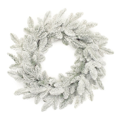 25" White Flocked Christmas Artificial Wreath