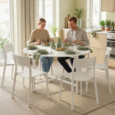 Table de salle à manger pliante pour 3 à 6 personnes, table à abattants 47 po, blanc