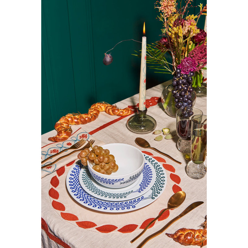 Ribbon Handmade Porcelain Dinner Plate