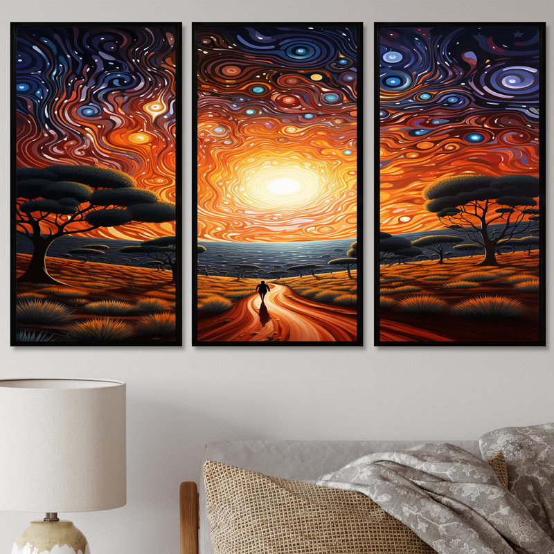 Weddington - ensemble d'art mural paysage abstrait, Cadre flottant noir, H 32 po x l 48 po x P 1 po