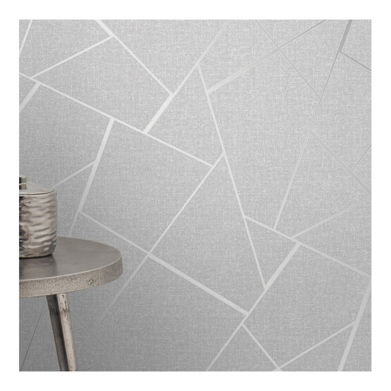 Fractal 10m x 53cm Wallpaper Roll, Silver