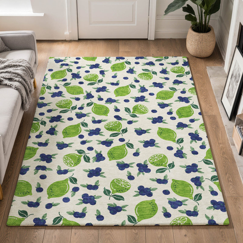 Premium Machine Washable Mayfield  Fruits Rug, 8' x 10', Linen