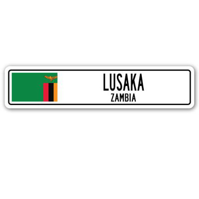 Panneau de signalisation en aluminium de Lusaka, drapeau de la Zambie