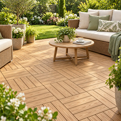 Carrelage de terrasse 11,8 po x 11,8 po imperméable et emboîtable pour balcon, bord de piscine, jardin, sans outil