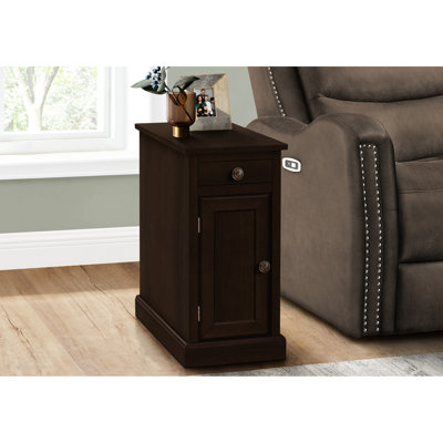 Traditional Living Room End Table - Brown Veneer With Drawer And Cabinet Bedroom Area Furniture Accent