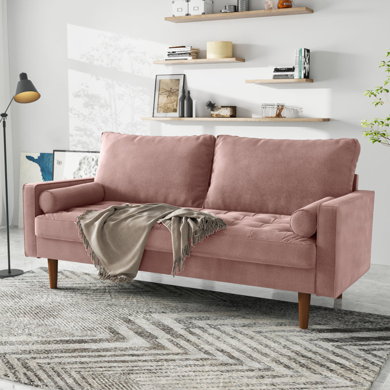 Mauck Modern Sofa,70 Inch Velvet Couch for Living Room,Spring Cushions,Solid Wood Frame,Easy Assembly for Small Spaces