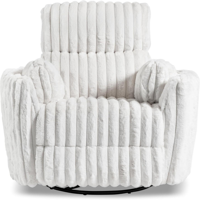  360 Swivel Rocking Glider Power Recliner Chair with 24" Wide Seat & Type-C & USB Ports, White, White
