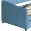 Lit de jour bleu rembourré avec deux tiroirs et lattes de bois substantielles - taille simple tactile-213643712