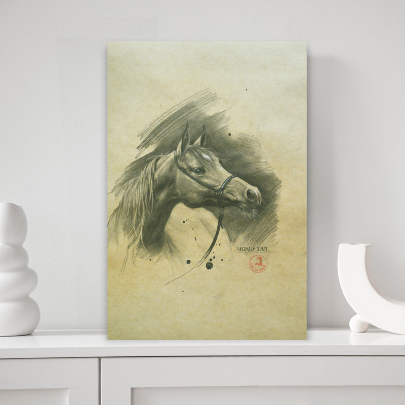 «Spiried Horse Portrait», art mural rétro élégant et classique, 18" H x 12" W