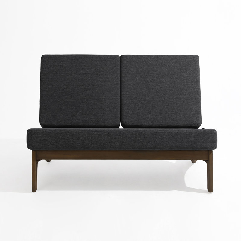 Causeuse d'extérieur avec coussins 43,9 po Polett, Gris foncé, Brun