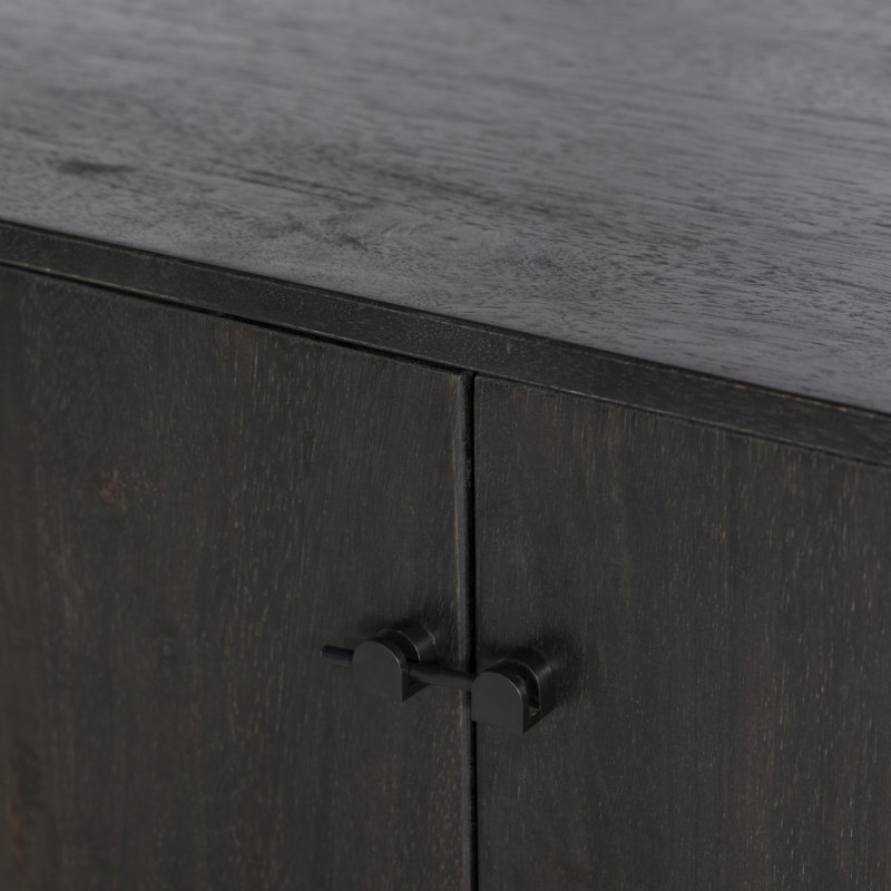 Reza Solid Wood Bookcase, Worn Black