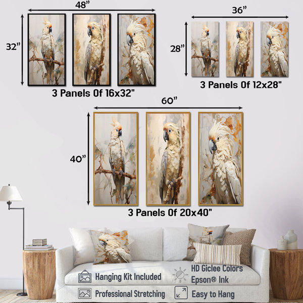 Bay Isle Home™ Beige Parrot Feathered Elegance - Parrot Canvas Wall Art ...