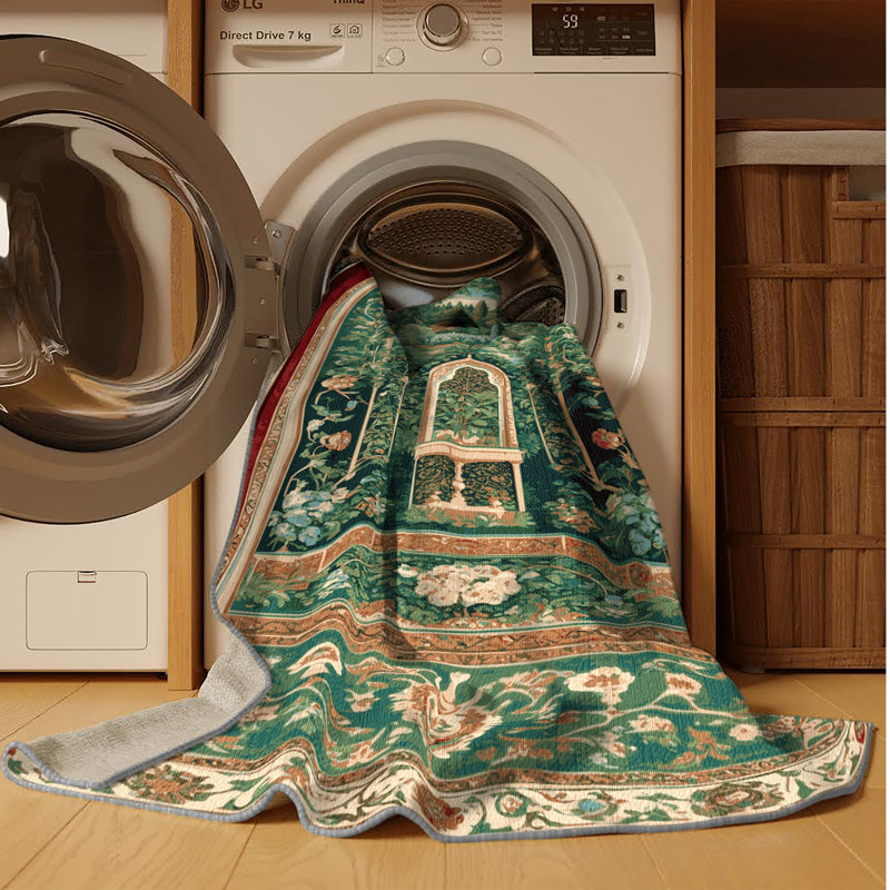 Tapis brun lavable à la machine, Carré 7 pi