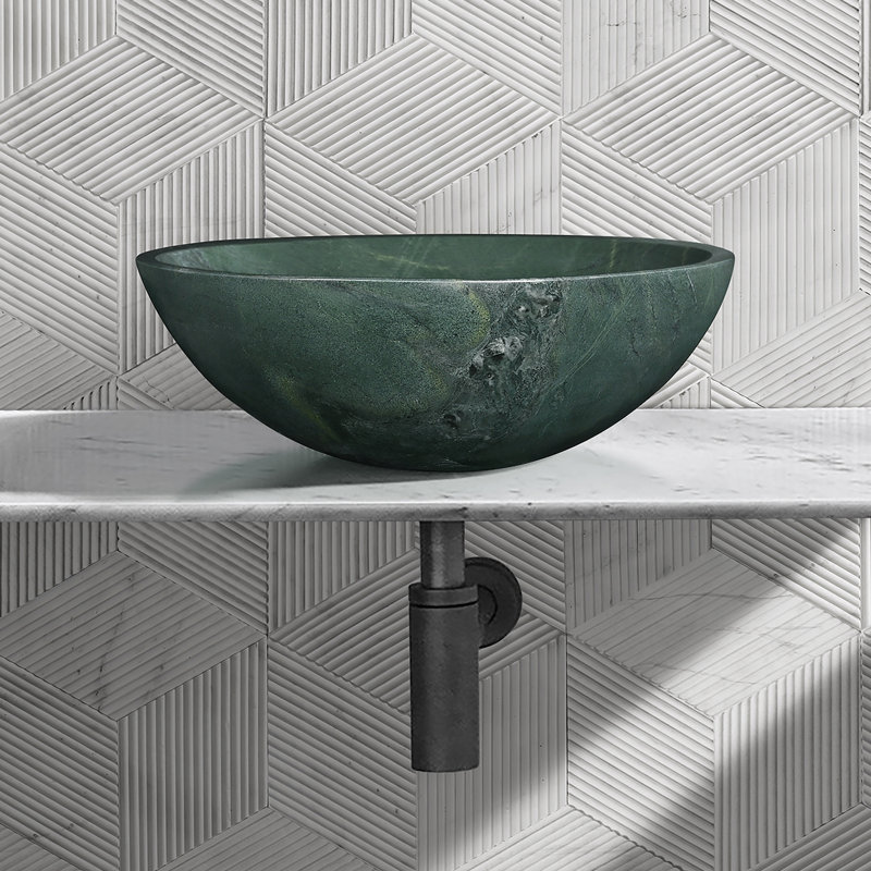 Bathroom Vessel Sink, Round Sink For Home, Green