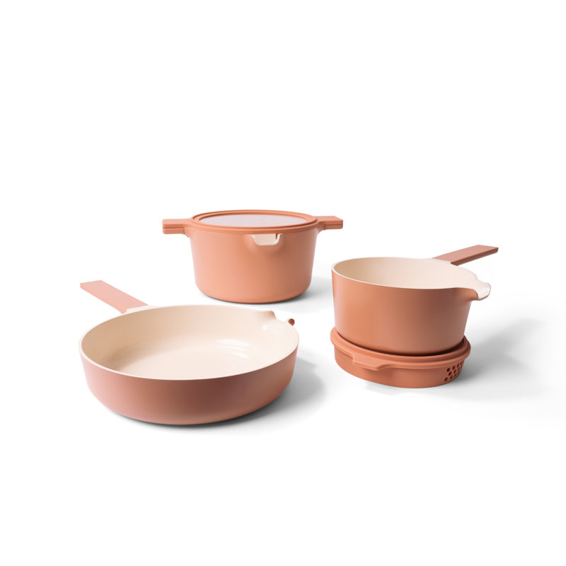 Alva 5-in-1 Peach Ceramic Nonstick Cookware Set