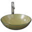 Ivy Bronx Habgood 42mm L x 42mm W Green Tempered Glass Circular Sink with Tap