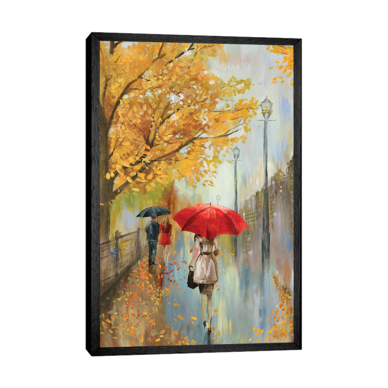 Across the Avenue 1 Piece Painting on Canvas, 66.04 cm H x 45.72 cm W, Black Framed Canvas