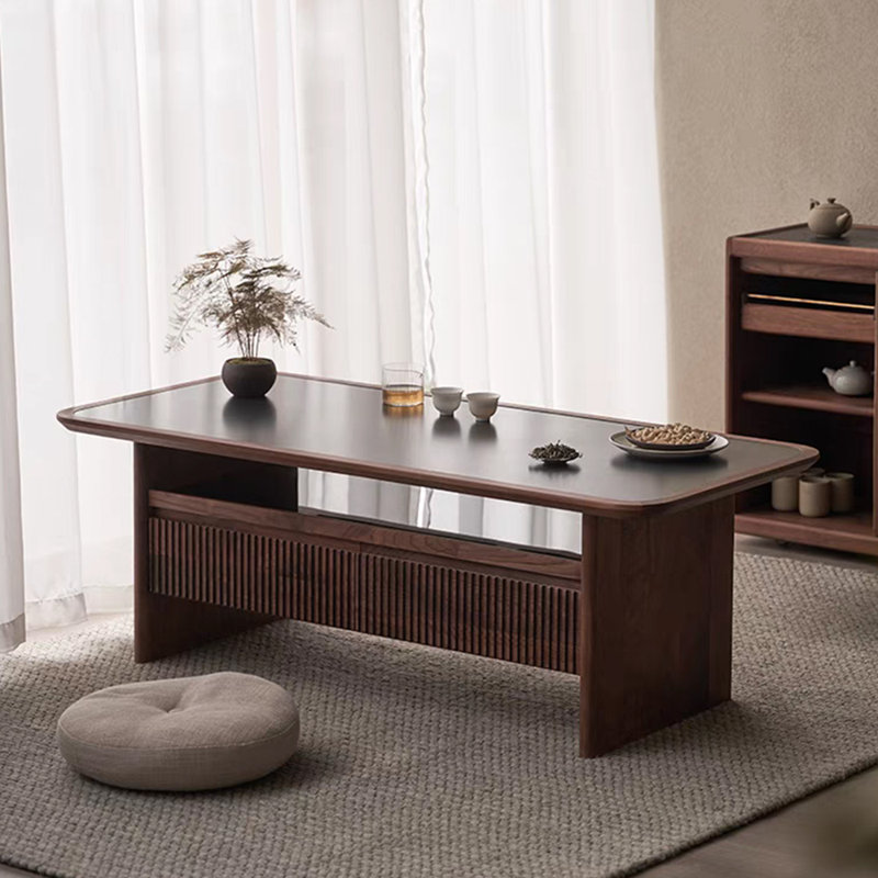 Table basse luxueuse en noyer noir clair