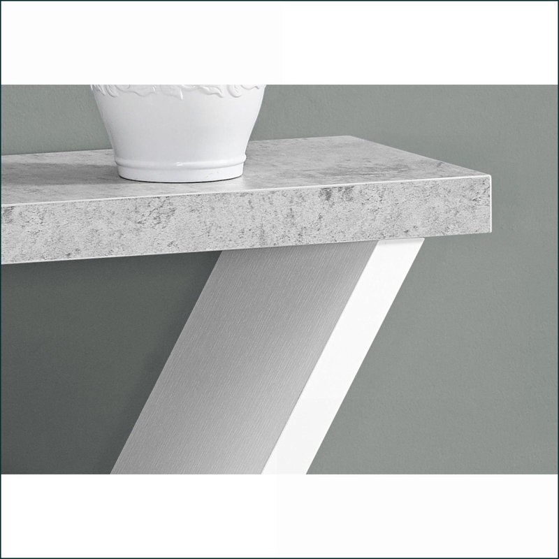 Gris et gris Table basse blanche en stratifié avec base architecturale moderne, peu encombrante pour le salon et amp; Hall d'entrée