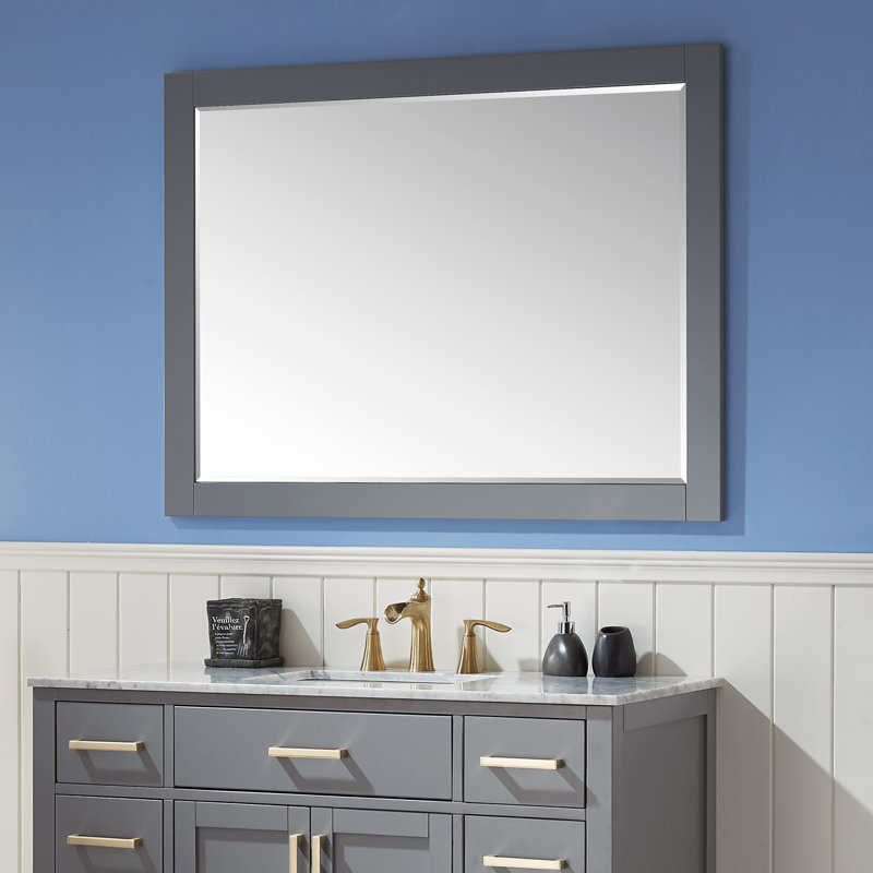 Ivy Wood Wall Mirror, Gray, 36" x 48"