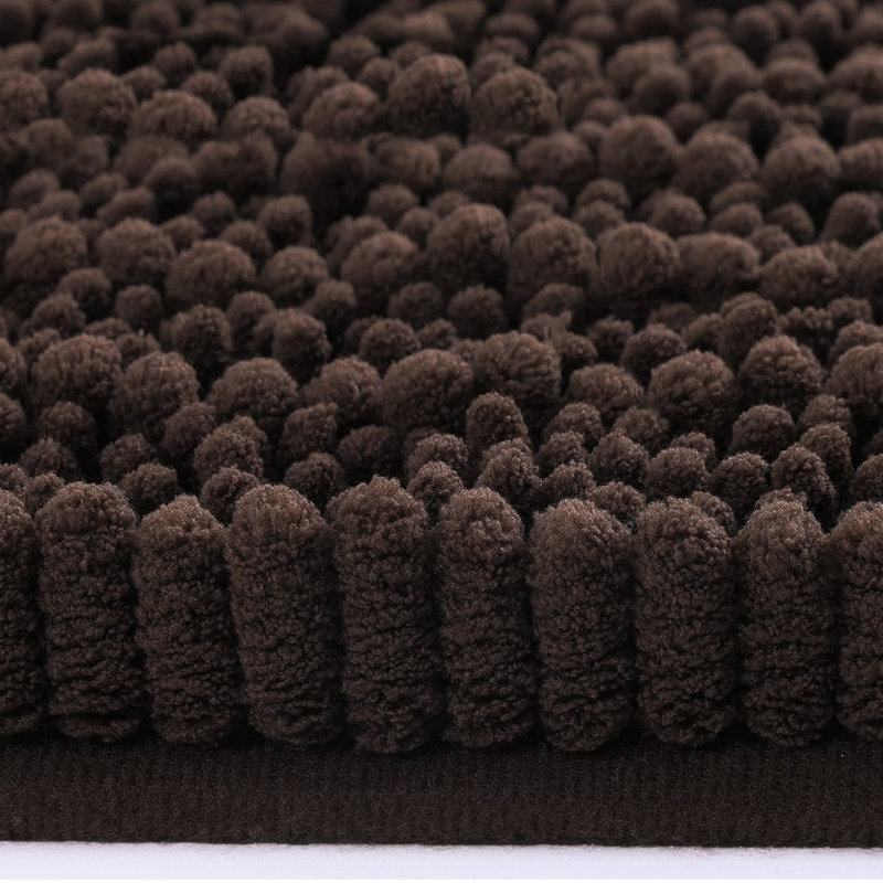 2 Piece Set Soft Cozy Plush Chenille Bath Mat Bathroom Rug, Brown