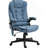 High Back Vibration Massage Office Chair with 6 Vibration Points, Heated Reclining PU Leather Computer Chair with Armrest and Remote, Blue