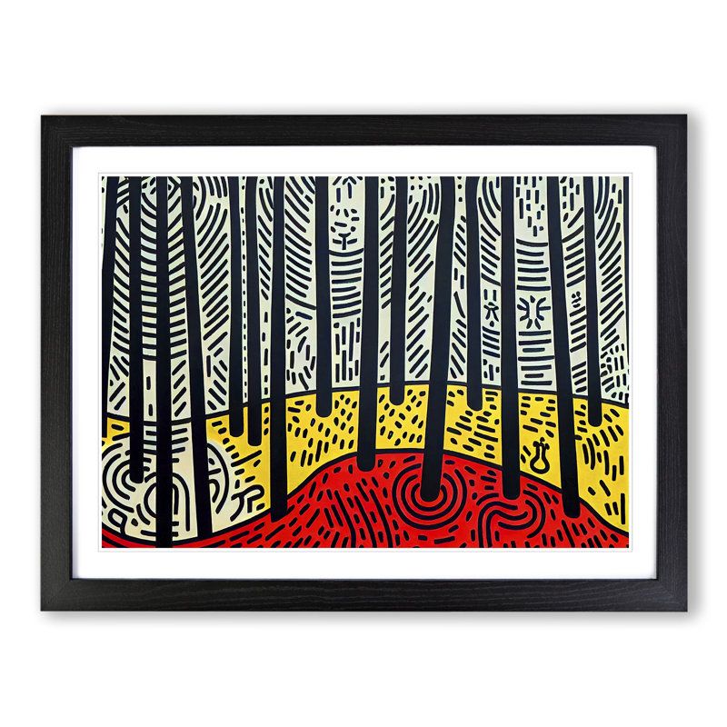 Spring Forest Pop Art Abstract - Framed Print, Black Framed, 46cm H x 64cm W x 2cm D