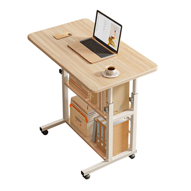 Adjustable Height Solid Wood Solid Wood Computer Desk, Brown