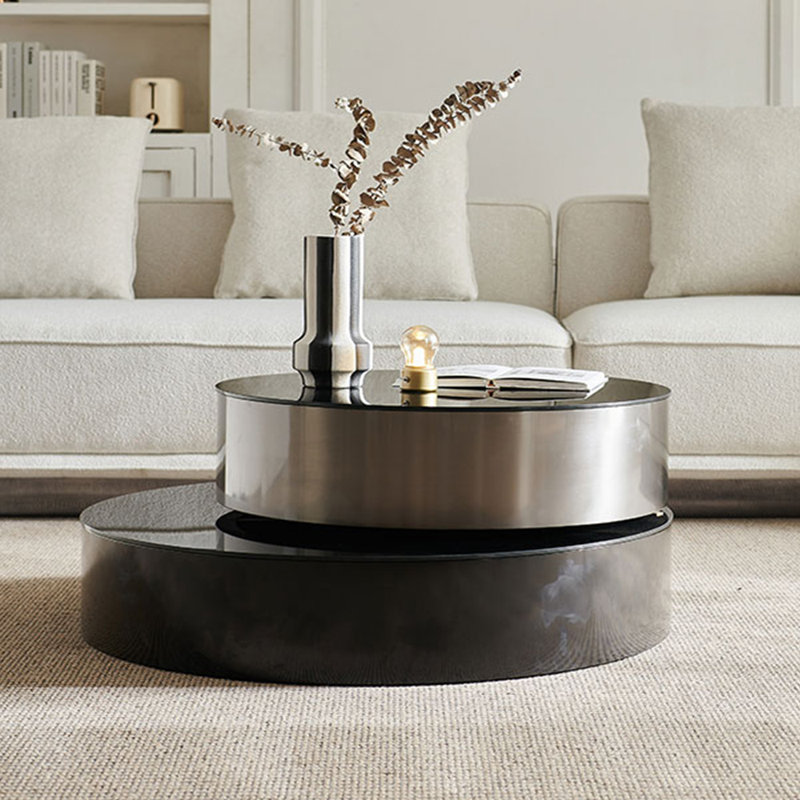 Table basse moderne et luxueuse noire minimaliste, Noir, noir, noir, noir, H 14,96 po x L 39,37 po x l 39,37 po