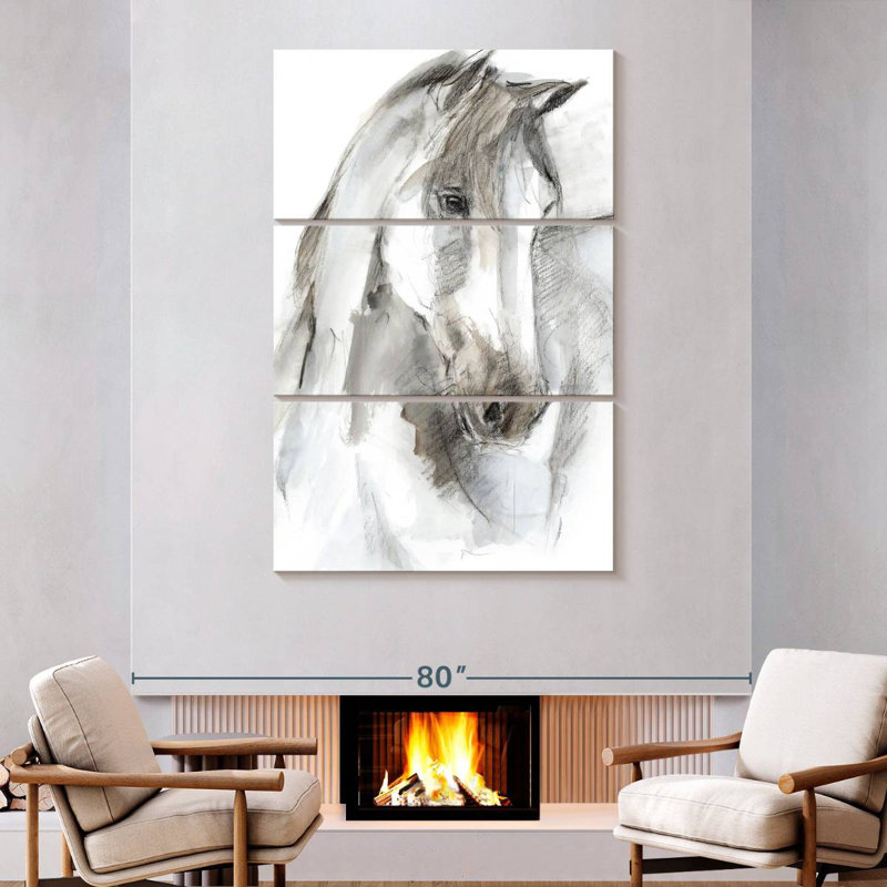 Brampt Watercolor Equine Study I, 74" H x 48" W
