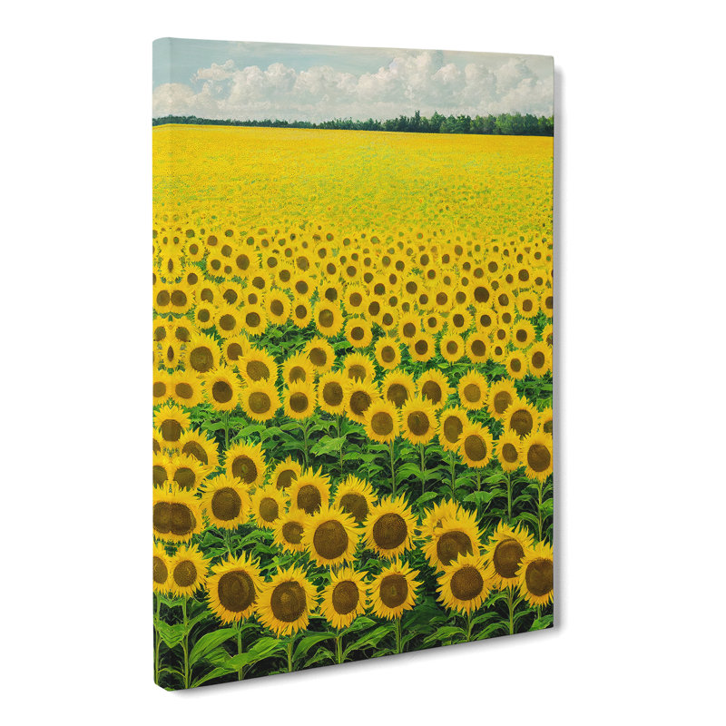 Watonga Sunflower Field Painting Vol.2 - Wrapped Canvas, 50cm H x 35cm W