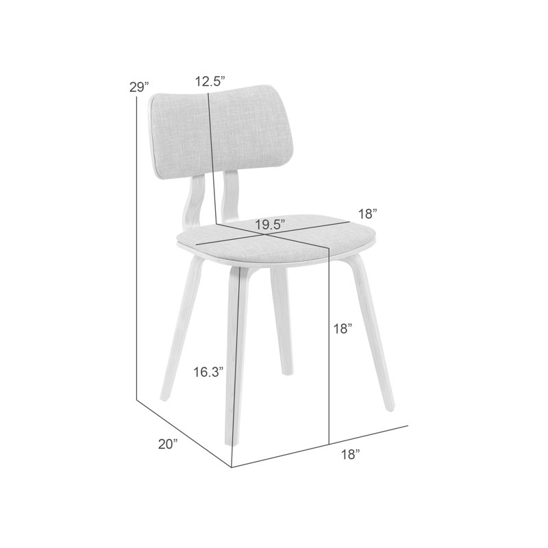 Chaise de salle à manger sans accoudoirs de style Mid-Century avec revêtement en polyester Decklen, Brun pâle, Blanc