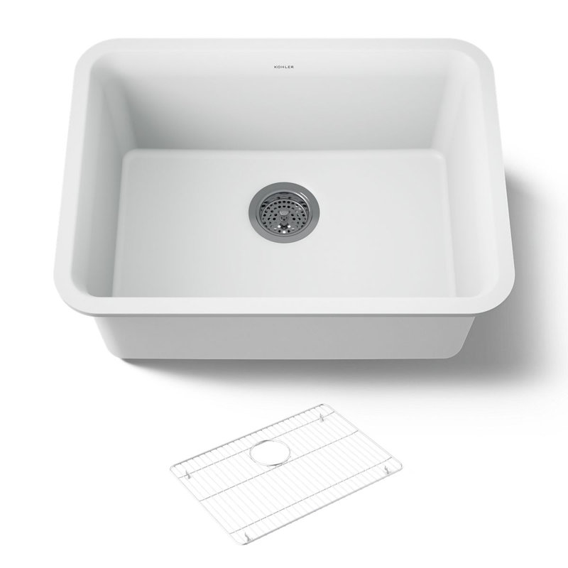 Cairn 25" L x 18" W Undermount Kitchen Sink With Accessories, Matte White