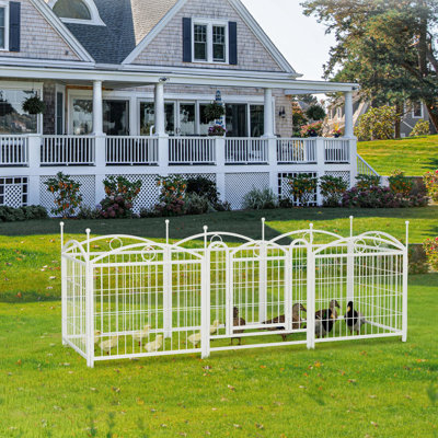 Large Dog Play Area, Square, Metal, Waterproof & Heavy Duty Metal Playpen - 8 Panels, Indoor Outdoor Foldable Pet Exercise Pen For Medium Small Dogs