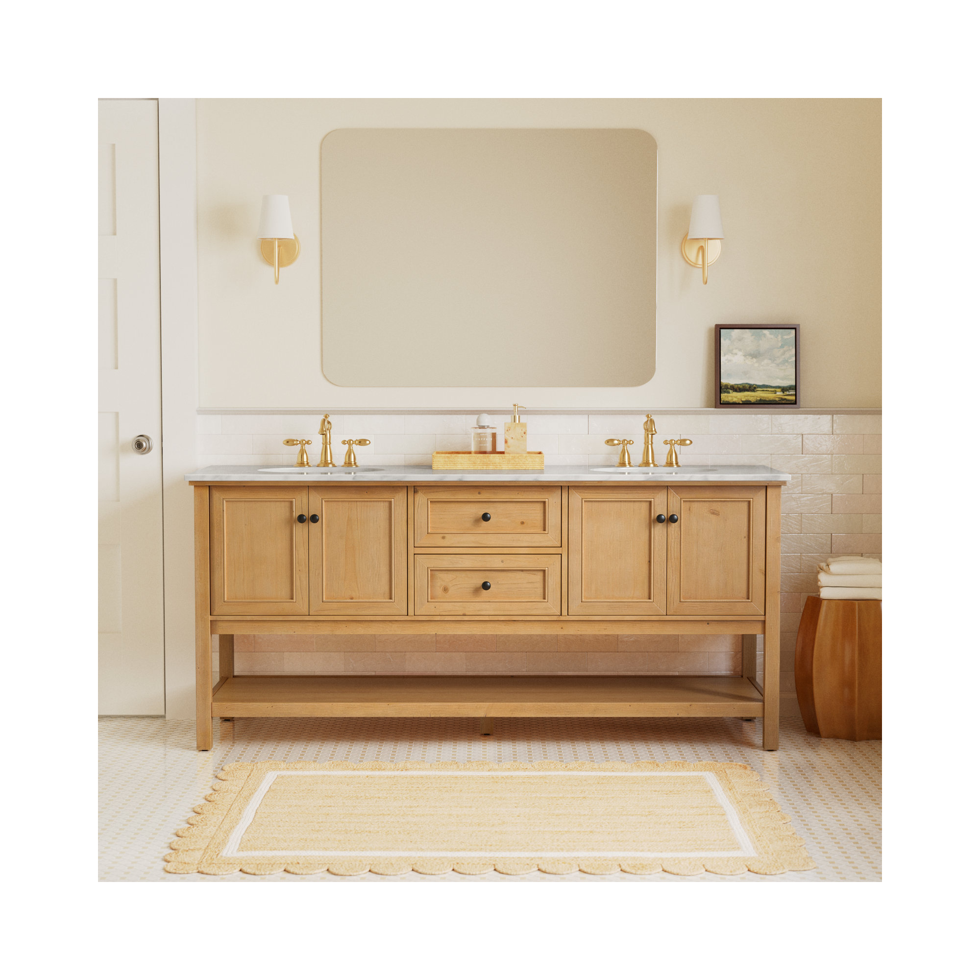 Bonsai 72'' Double Bathroom Vanity, Natural