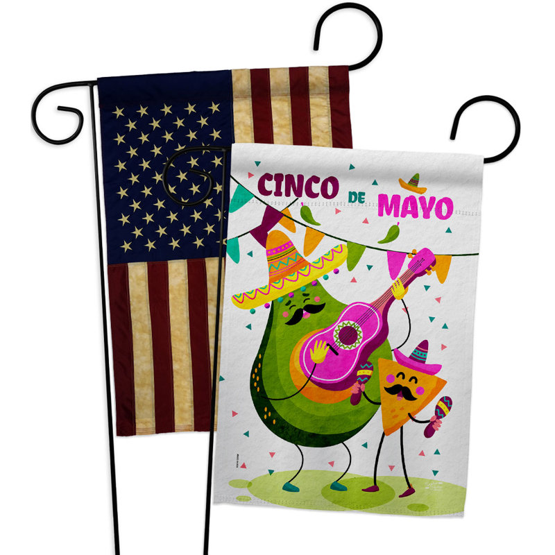 Double Sided 18.5'' H x 13'' W Polyester Cinco De Mayo Garden Flag