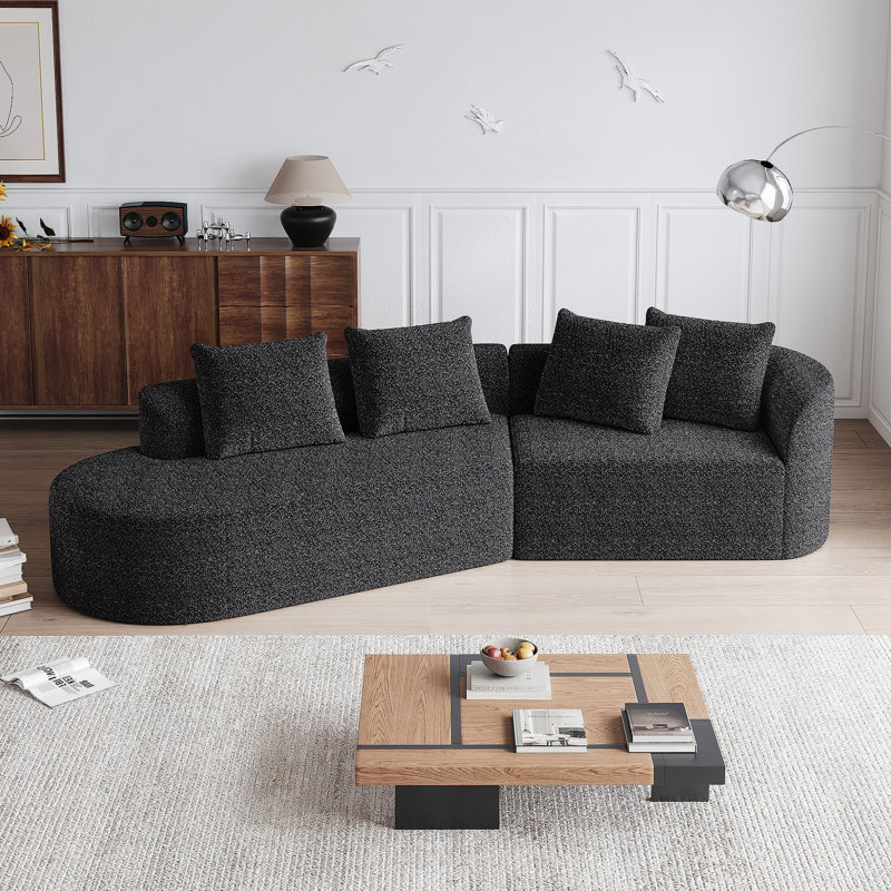 Canapé modulaire surdimensionné et rembourré Modern, Face à la gauche, Chenille noir