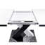 Table de salle à manger extensible moderne carrée, plateau de table blanc + pied noir et base en métal, capacité de charge de 220 lb, assemblage facile et extensible, mouvement du plateau vers l'avant continu