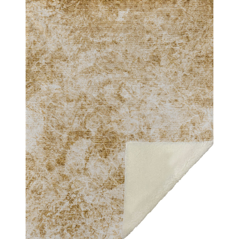 Addison Machine Washable Sherpa Abstract Throw Blanket, Beige