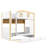 Twin over Twin Size Bunk Bed with House-shaped Guardrails and Storage Shelves and Trundle,White+Natural-179218557