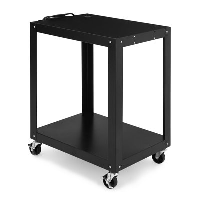 AV Cart, 3-Layer Metal Presentation Cart With Locking Cabinet