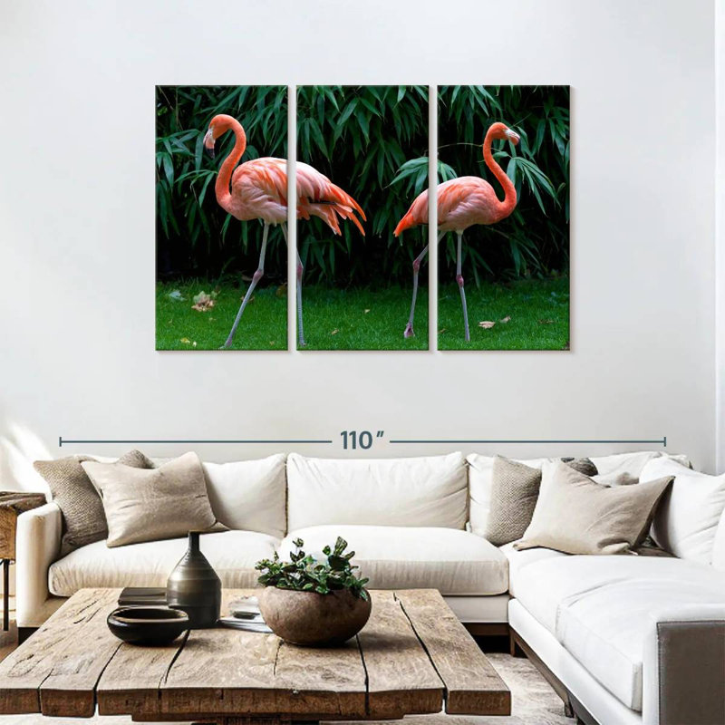 Brampt, deux flamants roses, H 48 po x l 74 po