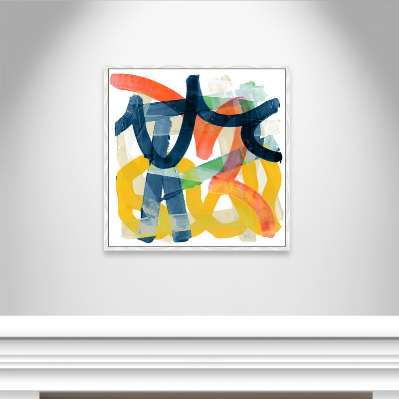 Lorelai Shuffling par Cartissi - peinture encadrée, Cadre blanc, H 32 po x l 32 po x P 0,75 po