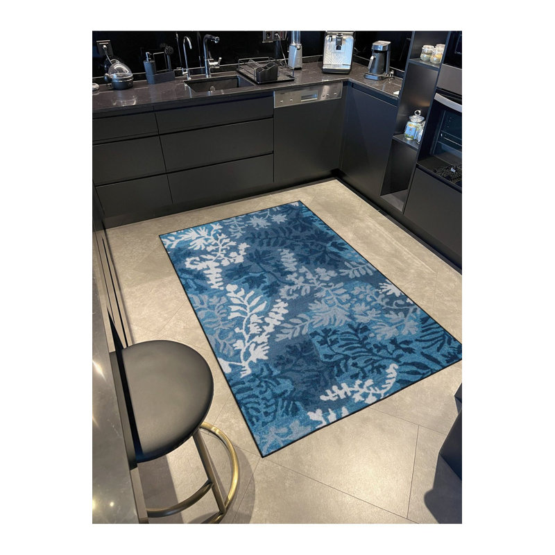 Tapis lavable décoratif à motif floral Ice, Tapis de couloir 4 pi 11 po x 9 pi 10 po