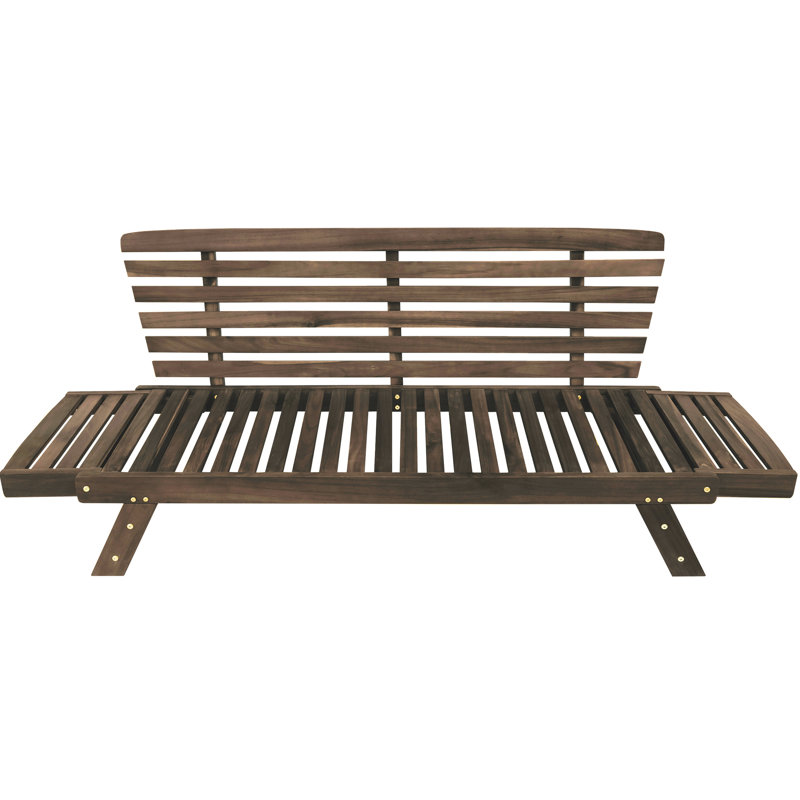 Lit de jour d'extérieur en bois avec rembourrage - Élégant et pratique, brun et gris réglable à l'eau, brun / gris