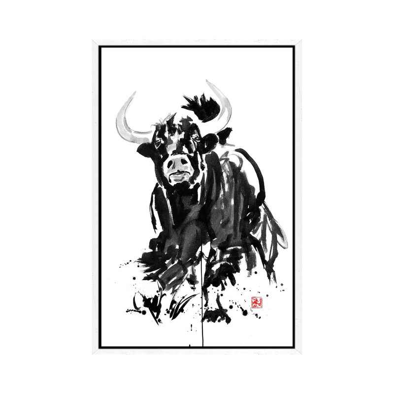 Buffalo by Péchane - Print on Canvas, 101.6 cm H x 66.04 cm W, White Framed
