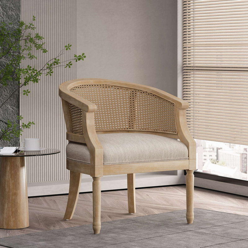 Chaise d'appoint en bois d'hévéa, Beige