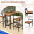 17 Storeys 5 Pcs Acacia Wood Bar Table Set Outdoor Bar Height Table & Chairs With Metal Frame